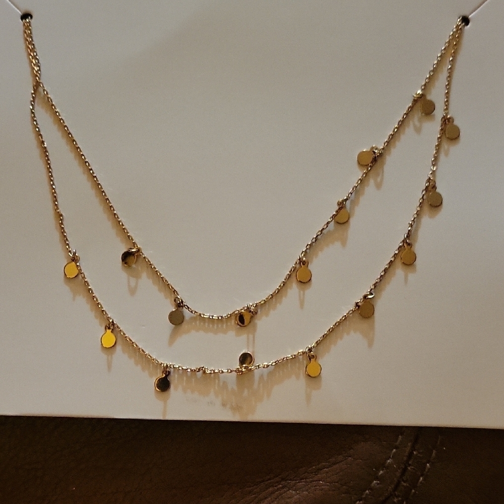 Gold Tone Disc Sequin 16" Necklace